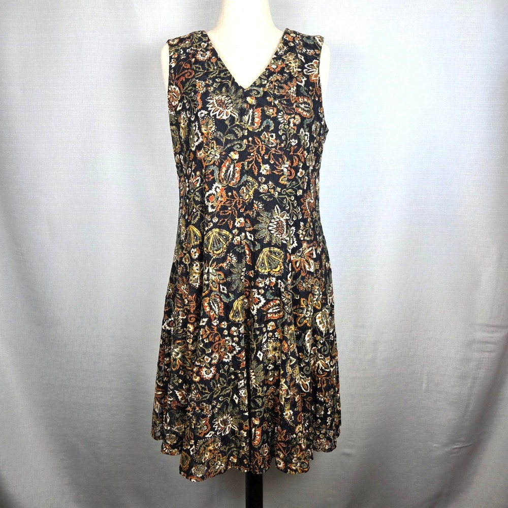 Be by Chetta B Sleeveless Floral Fall Midi Dress Fairy Black Multi Women's‎ 14